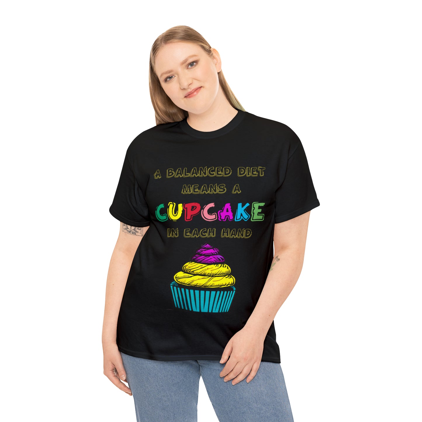 A Balanced Life is a CUPCAKE in Each Hand...  - Unisex Heavy Cotton Tee - AUS