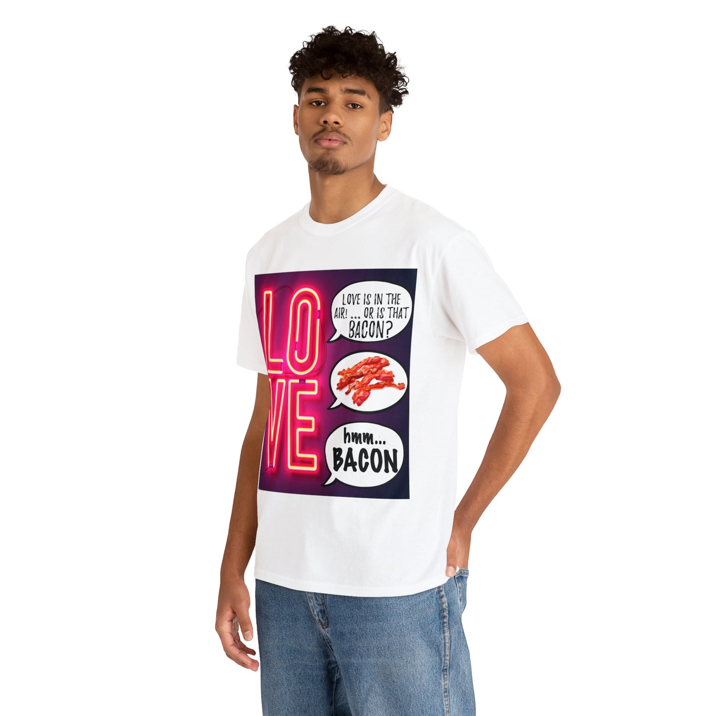 LOVE in in the AIR... or is that BACON? - Unisex Heavy Cotton Tee