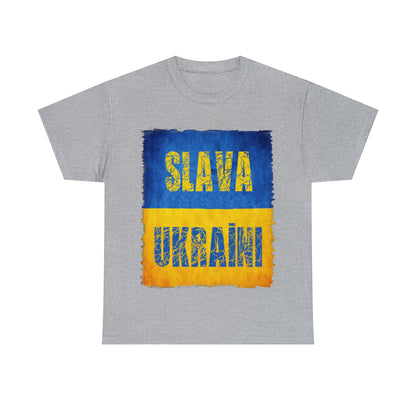 "SLAVA UKRAINI" FLAG - Unisex Heavy Cotton Tee