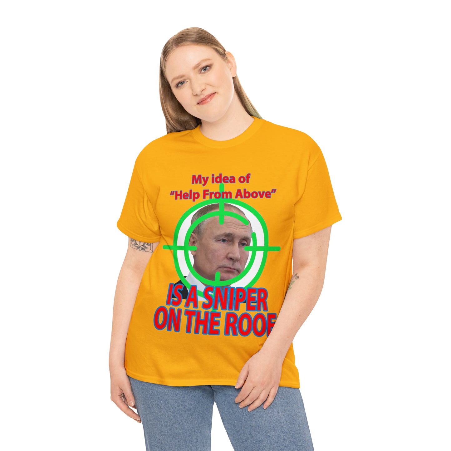 Help from Above SNIPER ON THE ROOF - Funny Unisex Heavy Cotton Tee - AUS