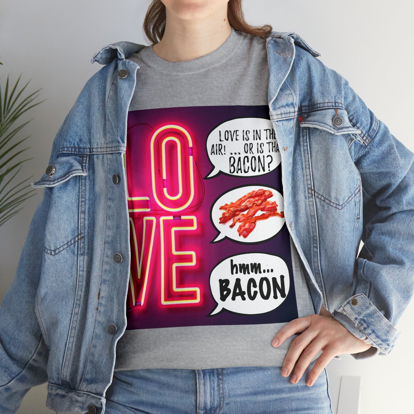 LOVE in in the AIR... or is that BACON? - Unisex Heavy Cotton Tee