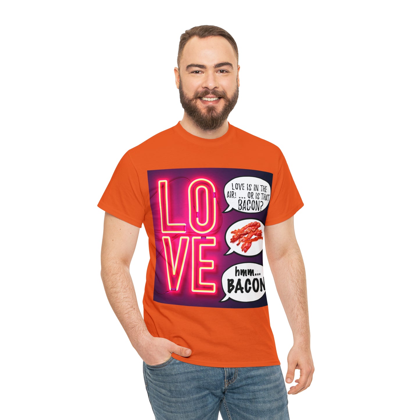 LOVE in in the AIR... or is that BACON? - Unisex Heavy Cotton Tee
