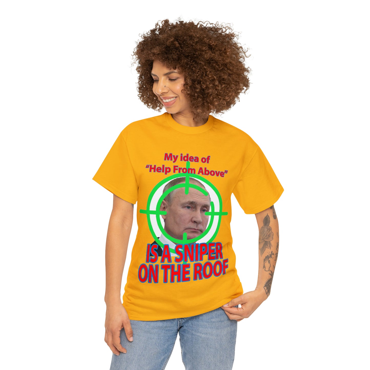 Help from Above SNIPER ON THE ROOF - Funny Unisex Heavy Cotton Tee - AUS