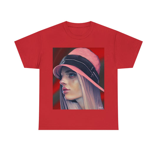 LADY IN PINK HAT - Airt on a Shirt  - Unisex Heavy Cotton Tee - AUS