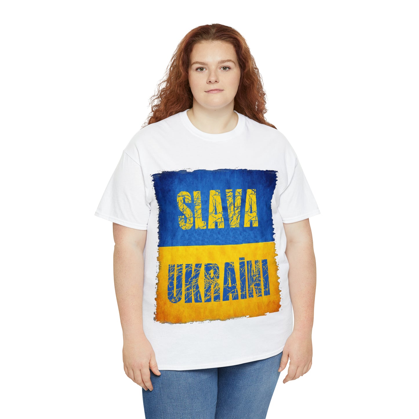 "SLAVA UKRAINI" FLAG - Unisex Heavy Cotton Tee