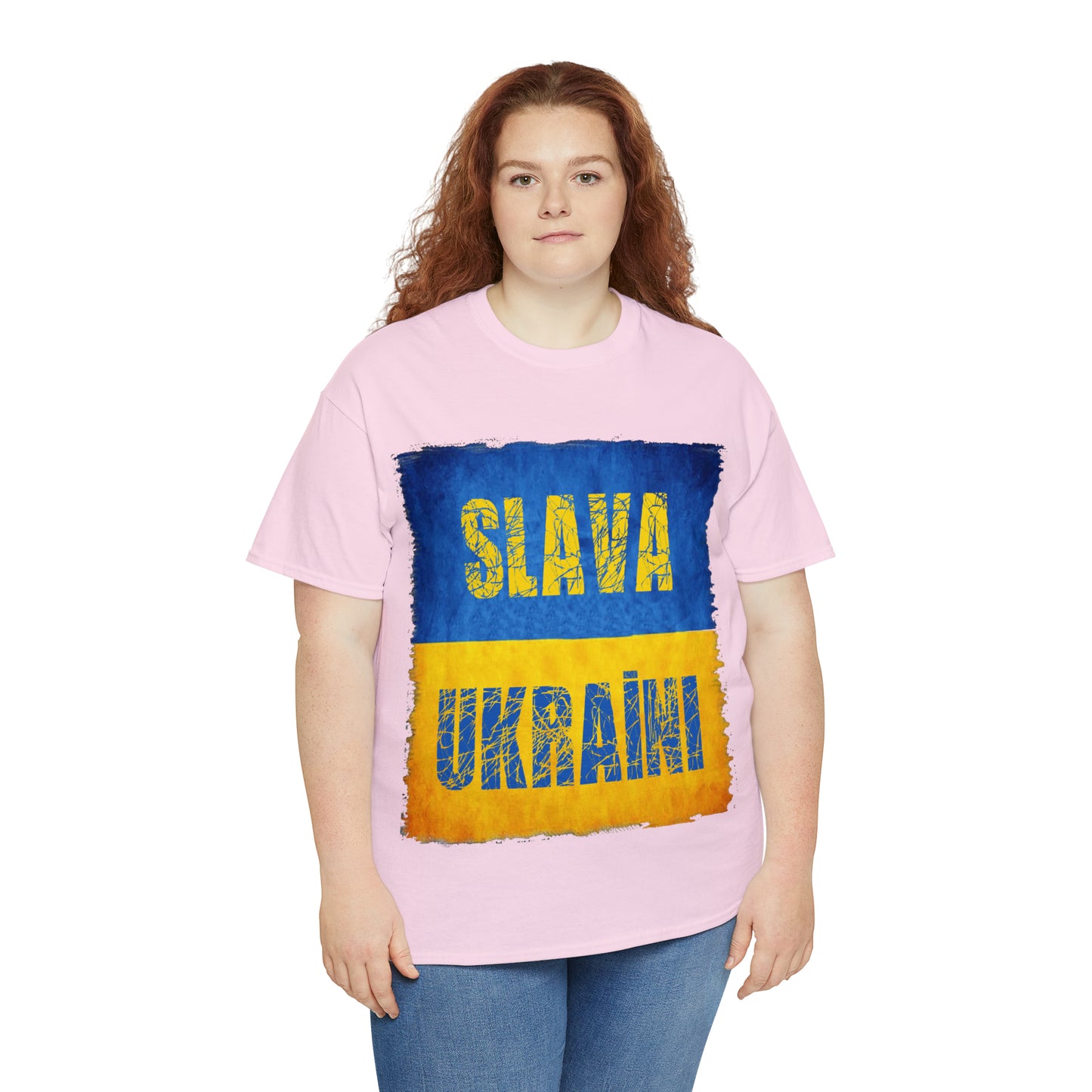 "SLAVA UKRAINI" FLAG - Unisex Heavy Cotton Tee