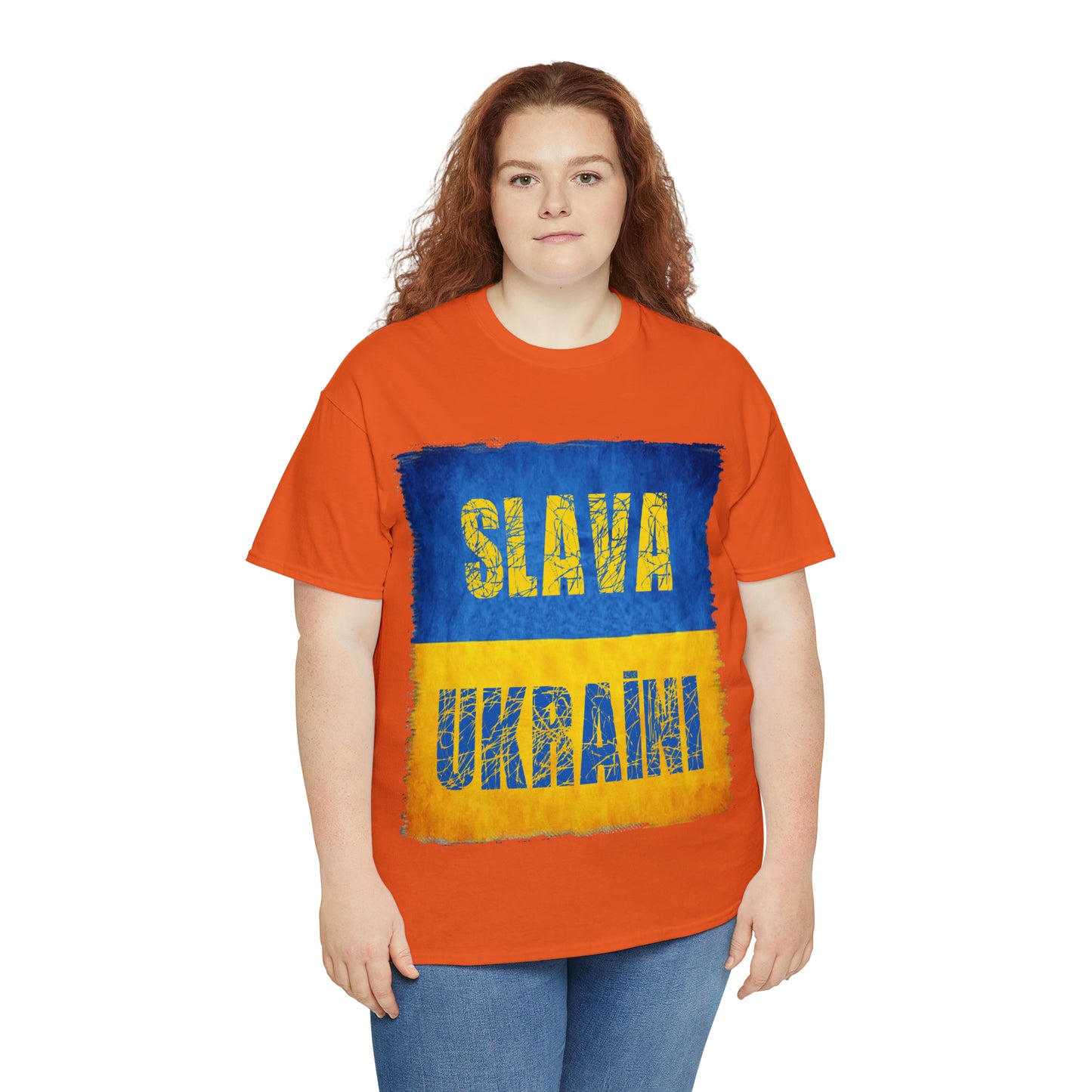 "SLAVA UKRAINI" FLAG - Unisex Heavy Cotton Tee