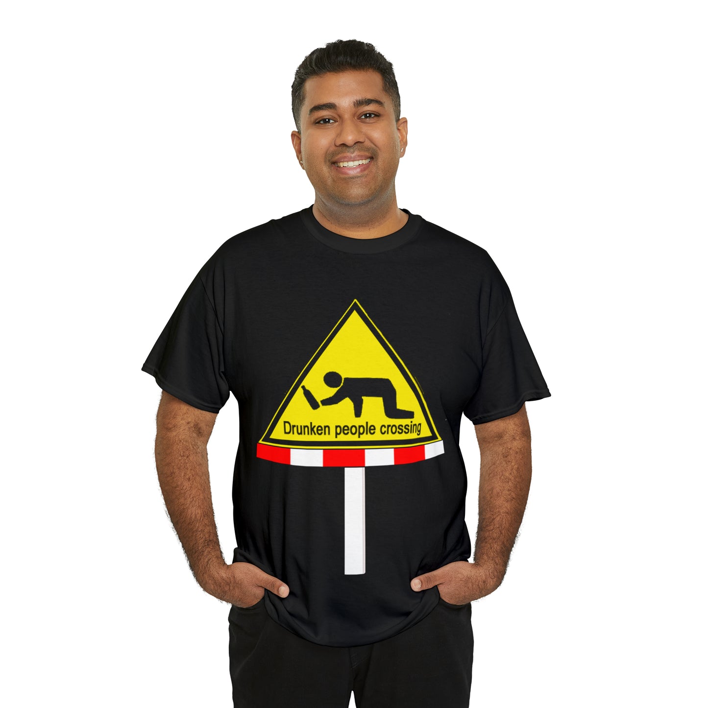 DRU**** PEOPLE CROSSING FUNNY SIGN T-SHIRT - Unisex Heavy Cotton Tee - AUS