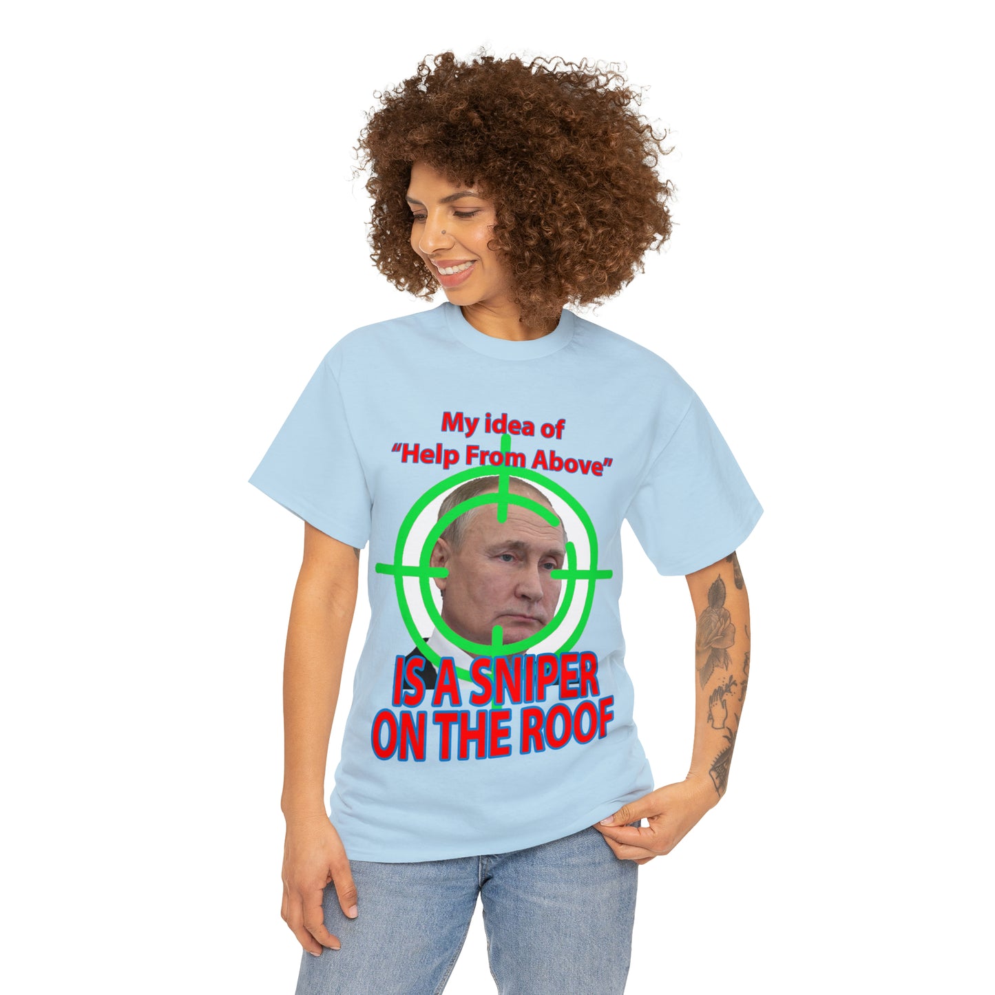 Help from Above SNIPER ON THE ROOF - Funny Unisex Heavy Cotton Tee - AUS
