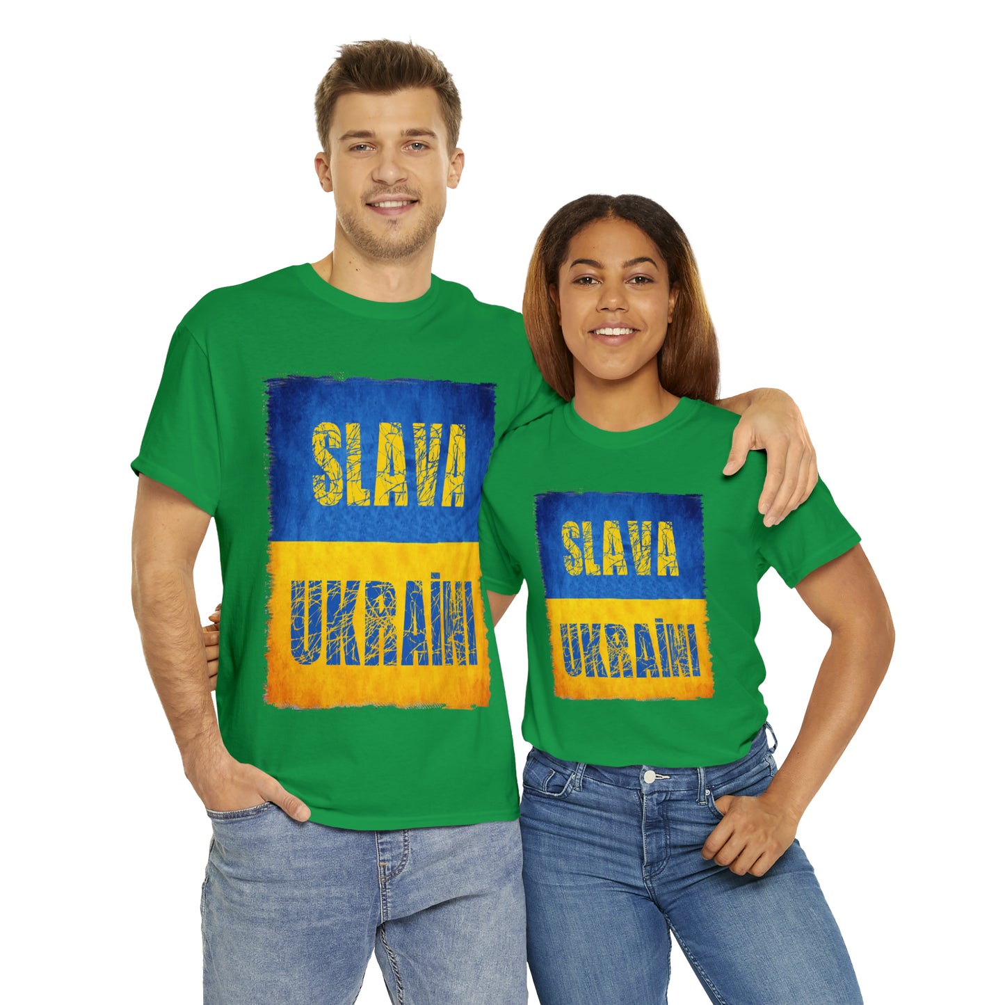 "SLAVA UKRAINI" FLAG - Unisex Heavy Cotton Tee