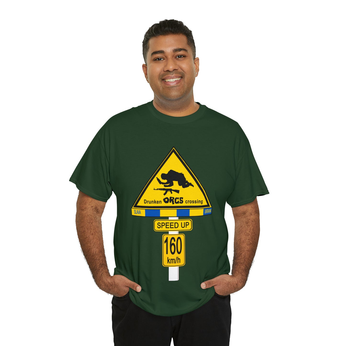 DRU**** ORCS CROSSING UKRAINE SUPPORTER T-SHIRT - Unisex Heavy Cotton Tee - AUS