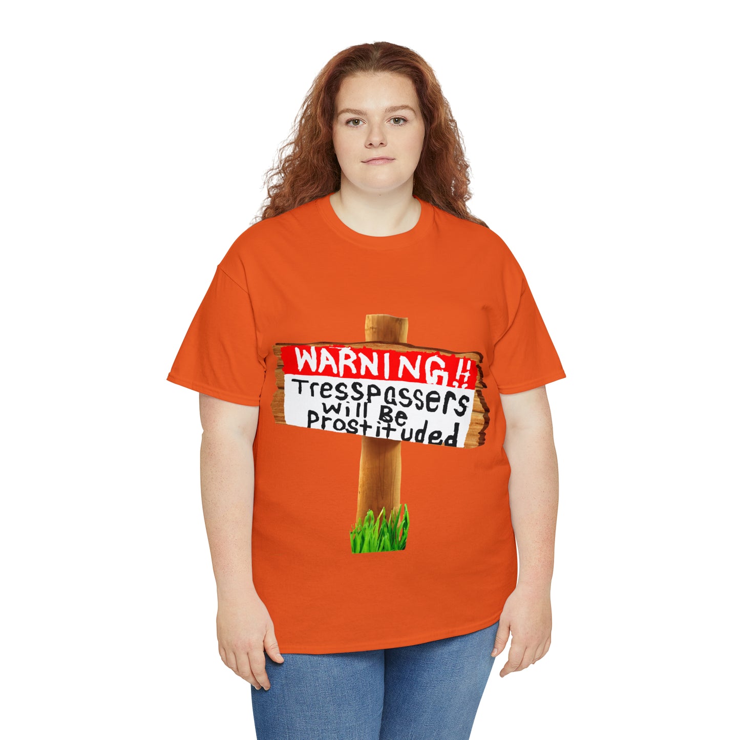 WARNING TRESSPASSERS WILL BE PROSTITUDED - Funny Unisex Heavy Cotton Tee - AUS
