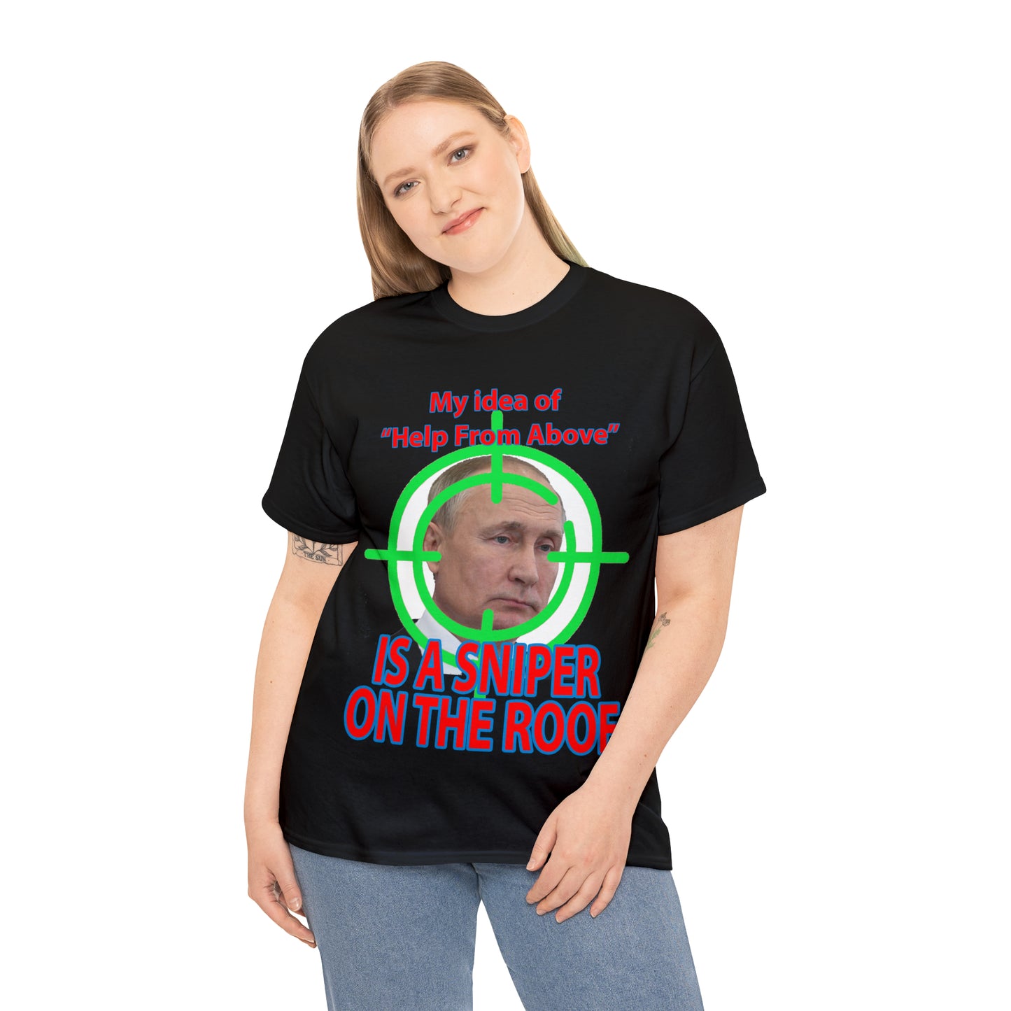 Help from Above SNIPER ON THE ROOF - Funny Unisex Heavy Cotton Tee - AUS
