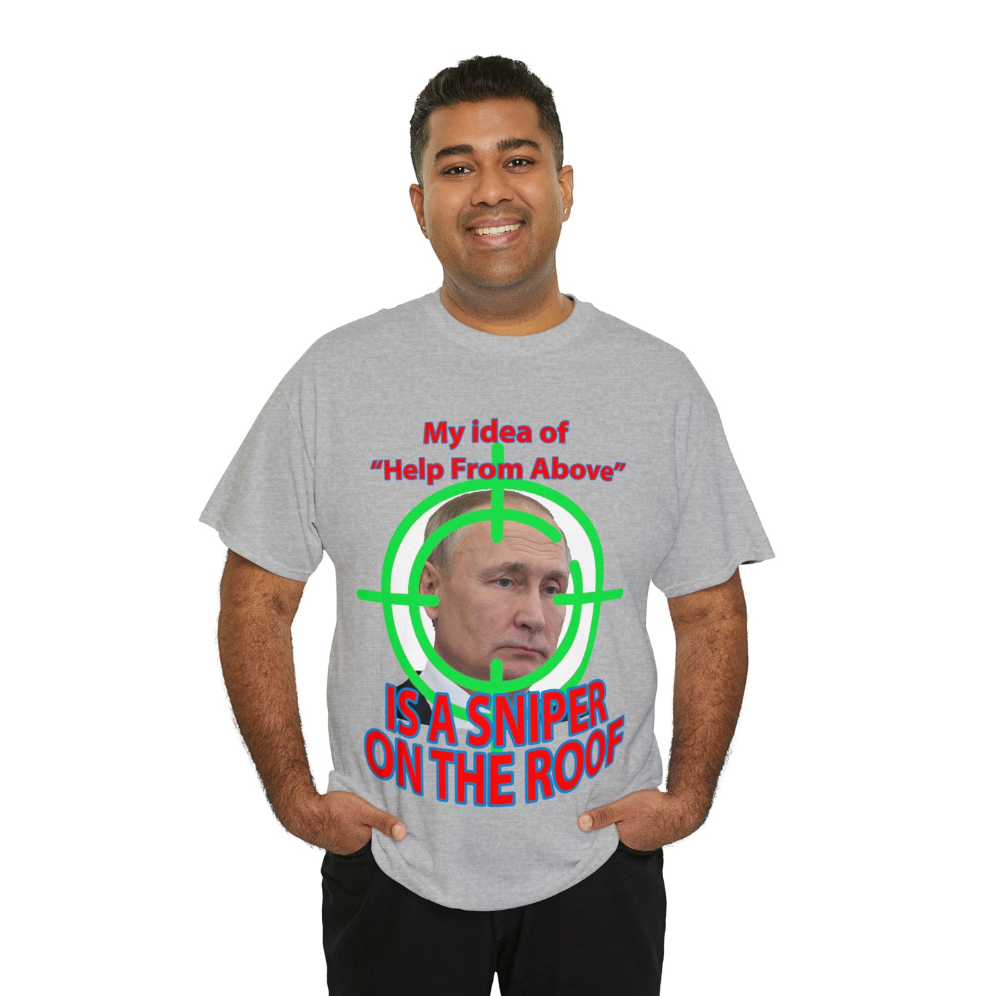 Help from Above SNIPER ON THE ROOF - Funny Unisex Heavy Cotton Tee - AUS