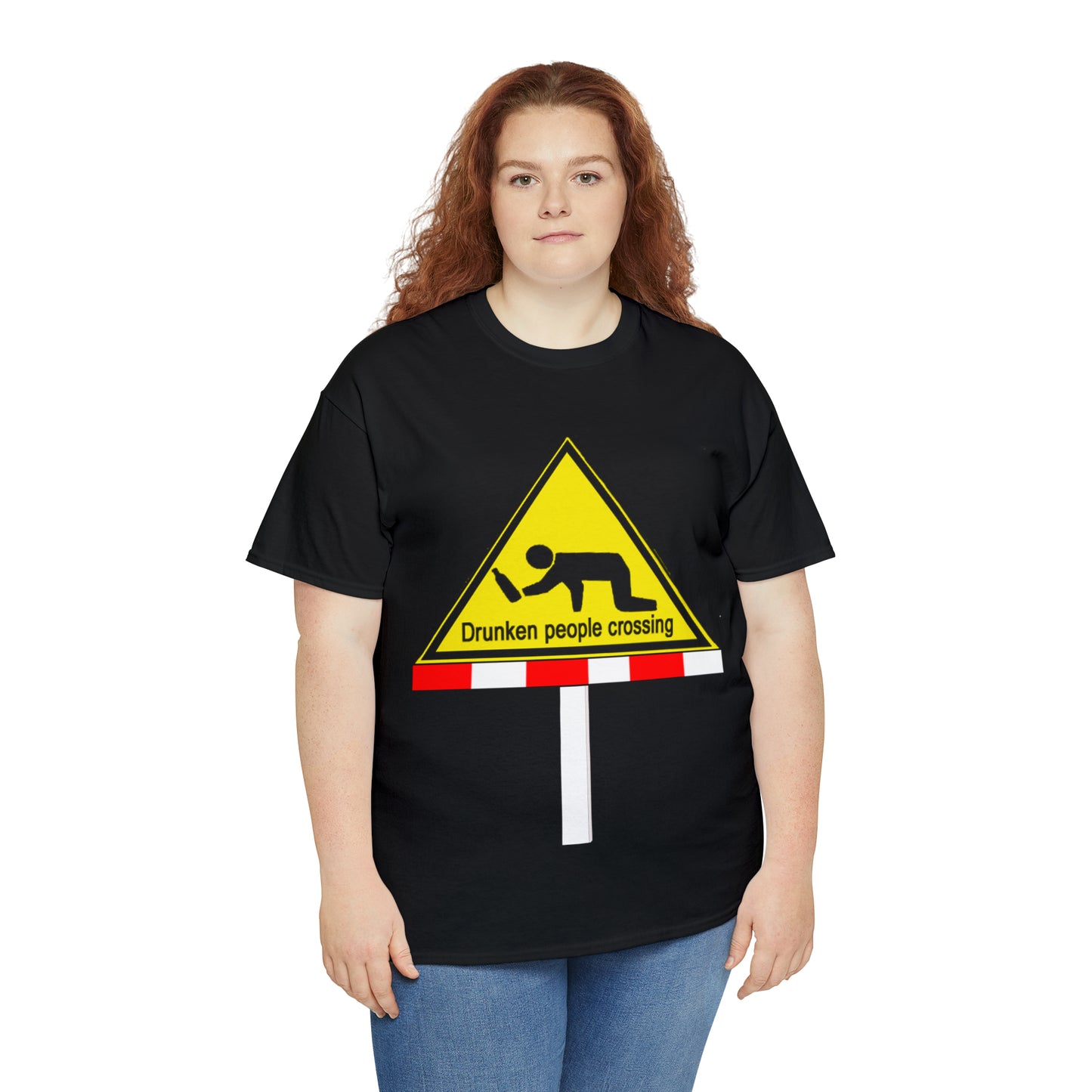 DRU**** PEOPLE CROSSING FUNNY SIGN T-SHIRT - Unisex Heavy Cotton Tee - AUS