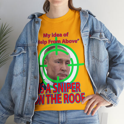 Help from Above SNIPER ON THE ROOF - Funny Unisex Heavy Cotton Tee - AUS