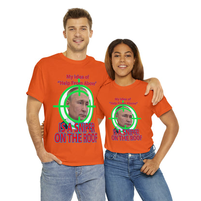 Help from Above SNIPER ON THE ROOF - Funny Unisex Heavy Cotton Tee - AUS