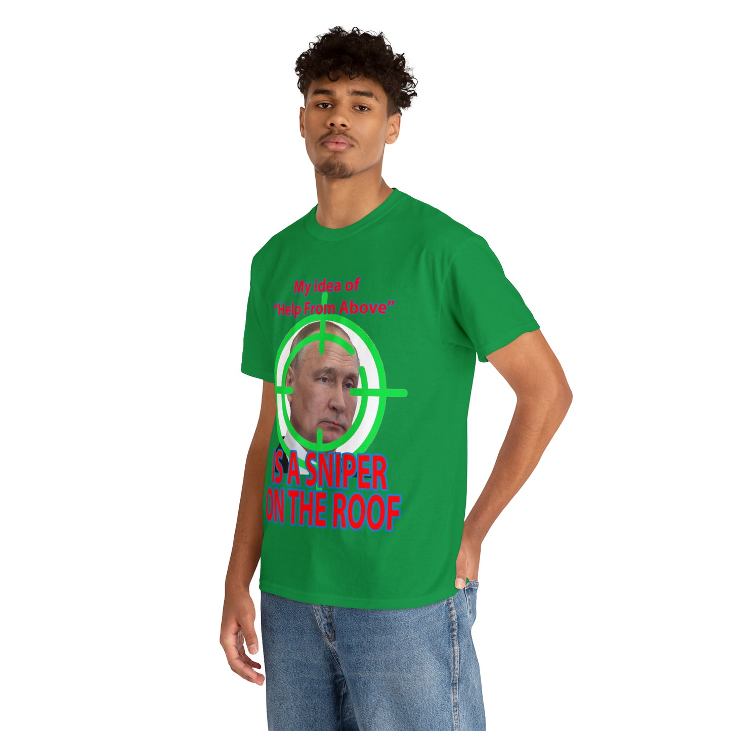 Help from Above SNIPER ON THE ROOF - Funny Unisex Heavy Cotton Tee - AUS