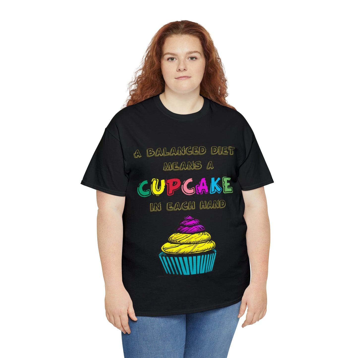 A Balanced Life is a CUPCAKE in Each Hand...  - Unisex Heavy Cotton Tee - AUS