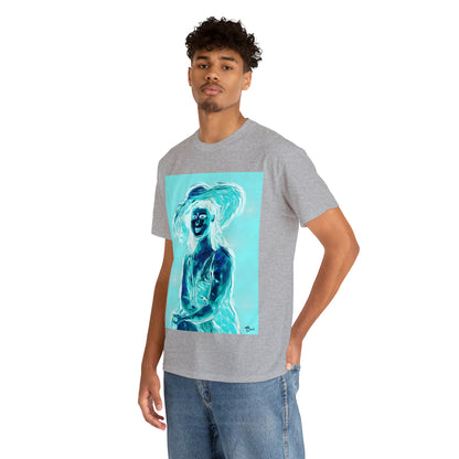 LADY IN SUN HAT (an Inversion in Red) - Airt on a Shirt  - Unisex Heavy Cotton Tee - AUS
