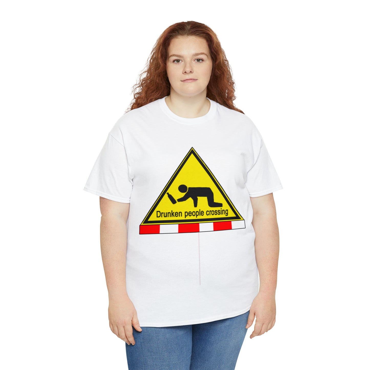 DRU**** PEOPLE CROSSING FUNNY SIGN T-SHIRT - Unisex Heavy Cotton Tee - AUS