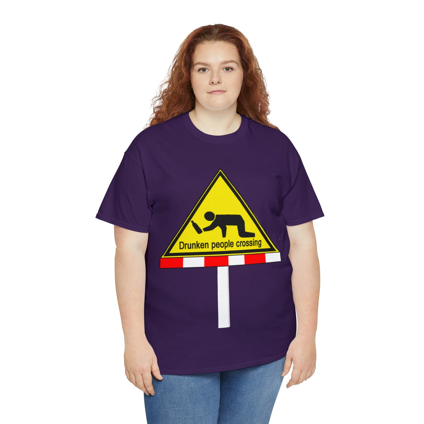 DRU**** PEOPLE CROSSING FUNNY SIGN T-SHIRT - Unisex Heavy Cotton Tee - AUS