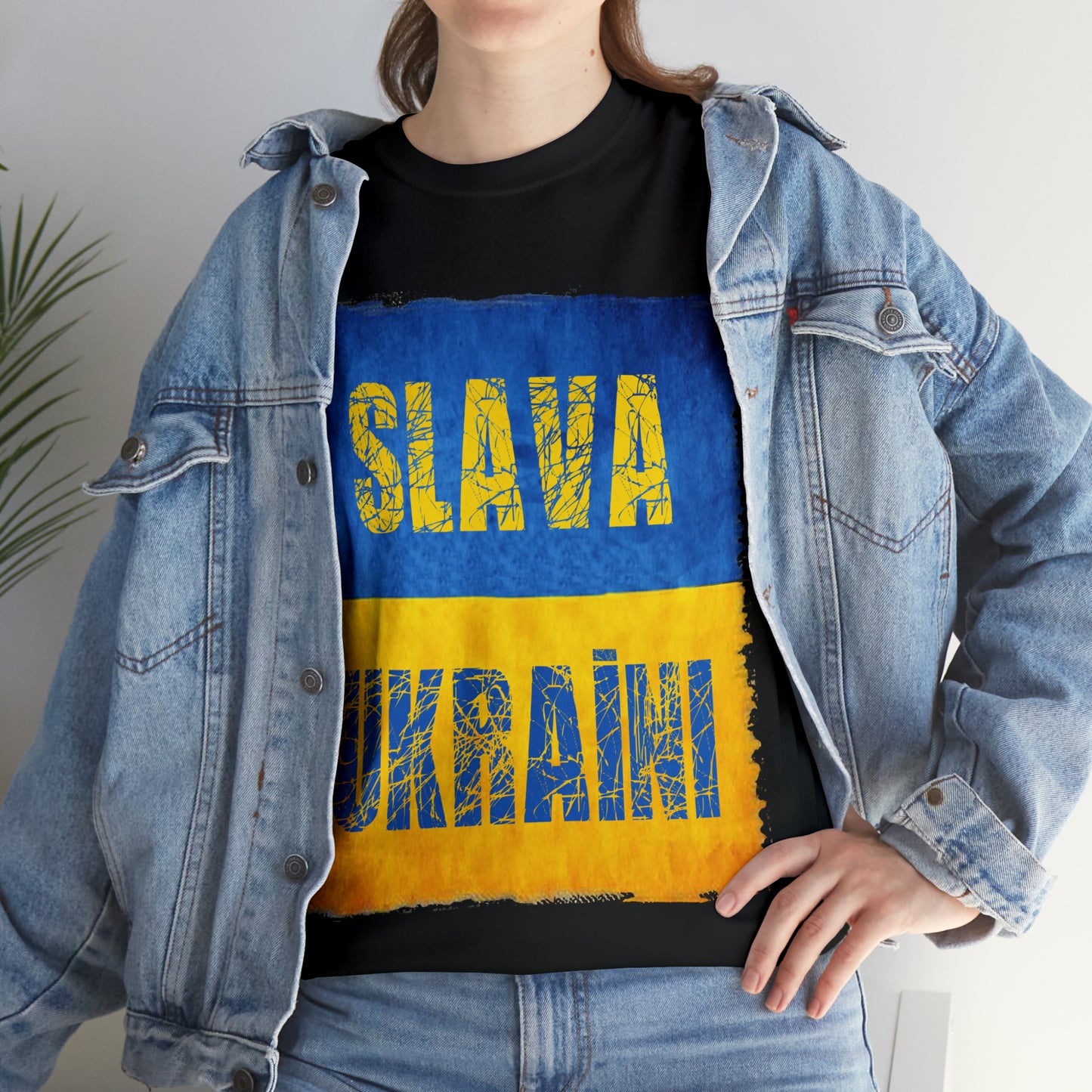 "SLAVA UKRAINI" FLAG - Unisex Heavy Cotton Tee