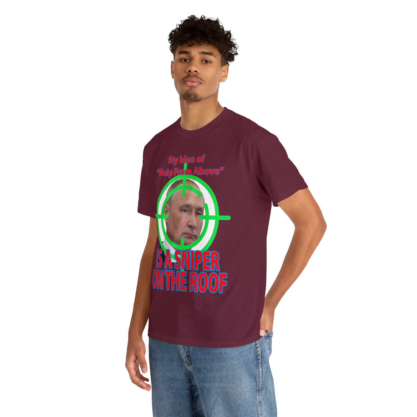 Help from Above SNIPER ON THE ROOF - Funny Unisex Heavy Cotton Tee - USA