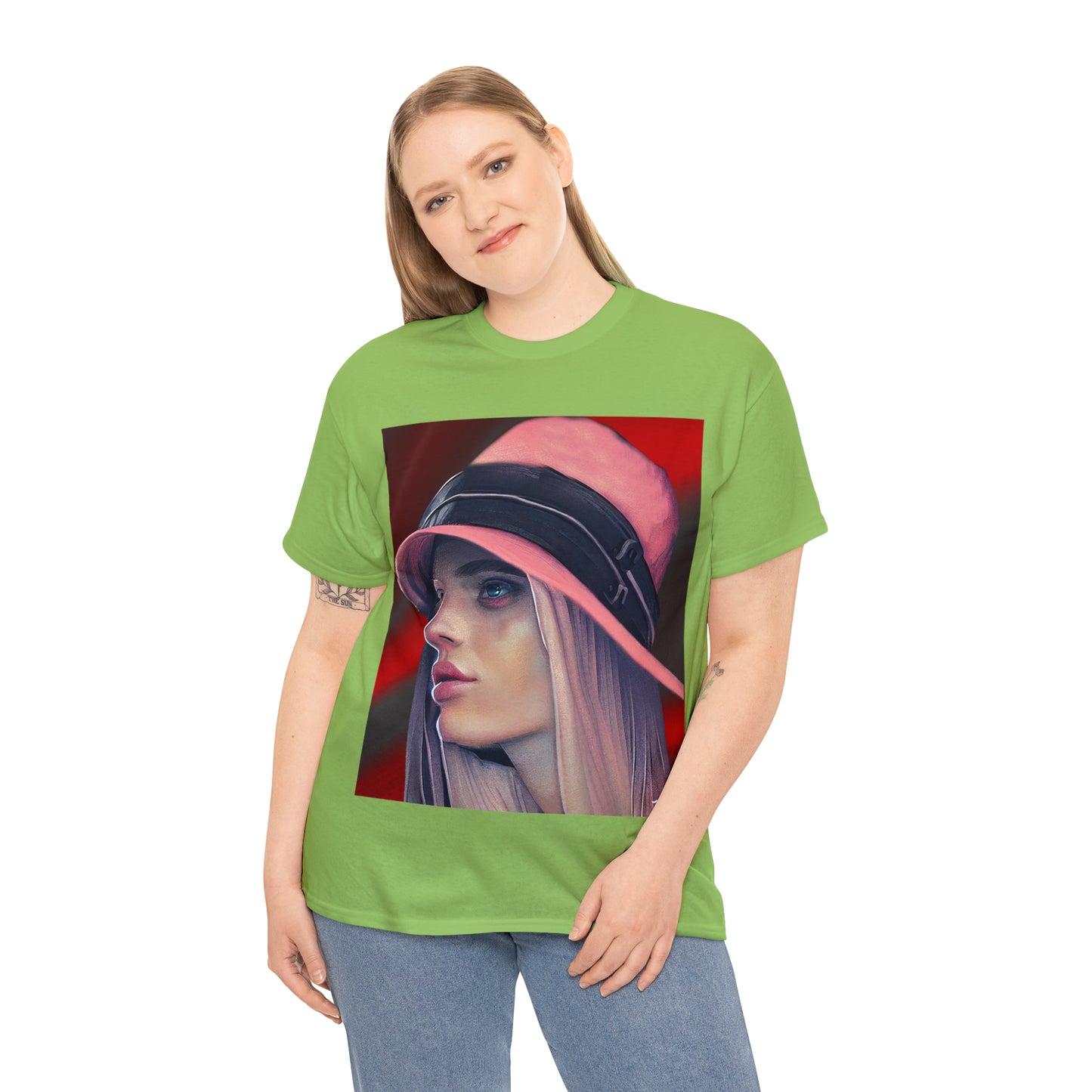 LADY IN PINK HAT - Airt on a Shirt  - Unisex Heavy Cotton Tee - AUS