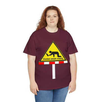 DRU**** PEOPLE CROSSING FUNNY SIGN T-SHIRT - Unisex Heavy Cotton Tee - AUS