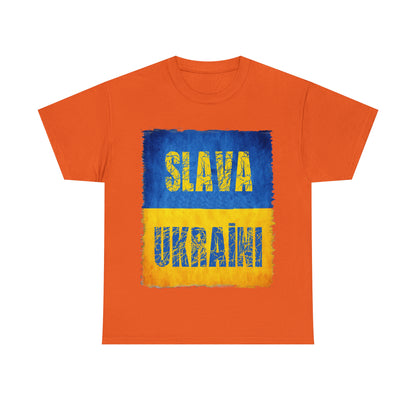 "SLAVA UKRAINI" FLAG - Unisex Heavy Cotton Tee