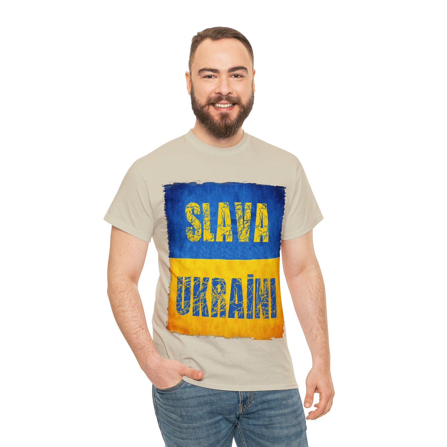 "SLAVA UKRAINI" FLAG - Unisex Heavy Cotton Tee