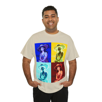 LADY IN SUN HAT (a Warhol Interpretation) - Airt on a Shirt  - Unisex Heavy Cotton Tee - AUS