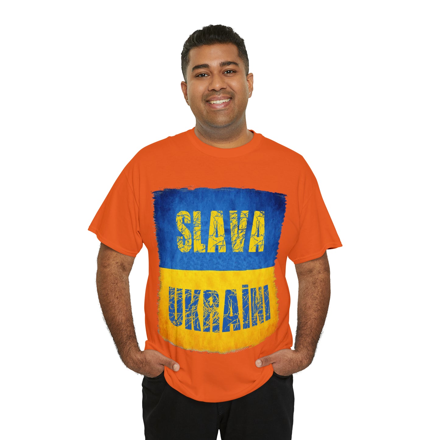 "SLAVA UKRAINI" FLAG - Unisex Heavy Cotton Tee