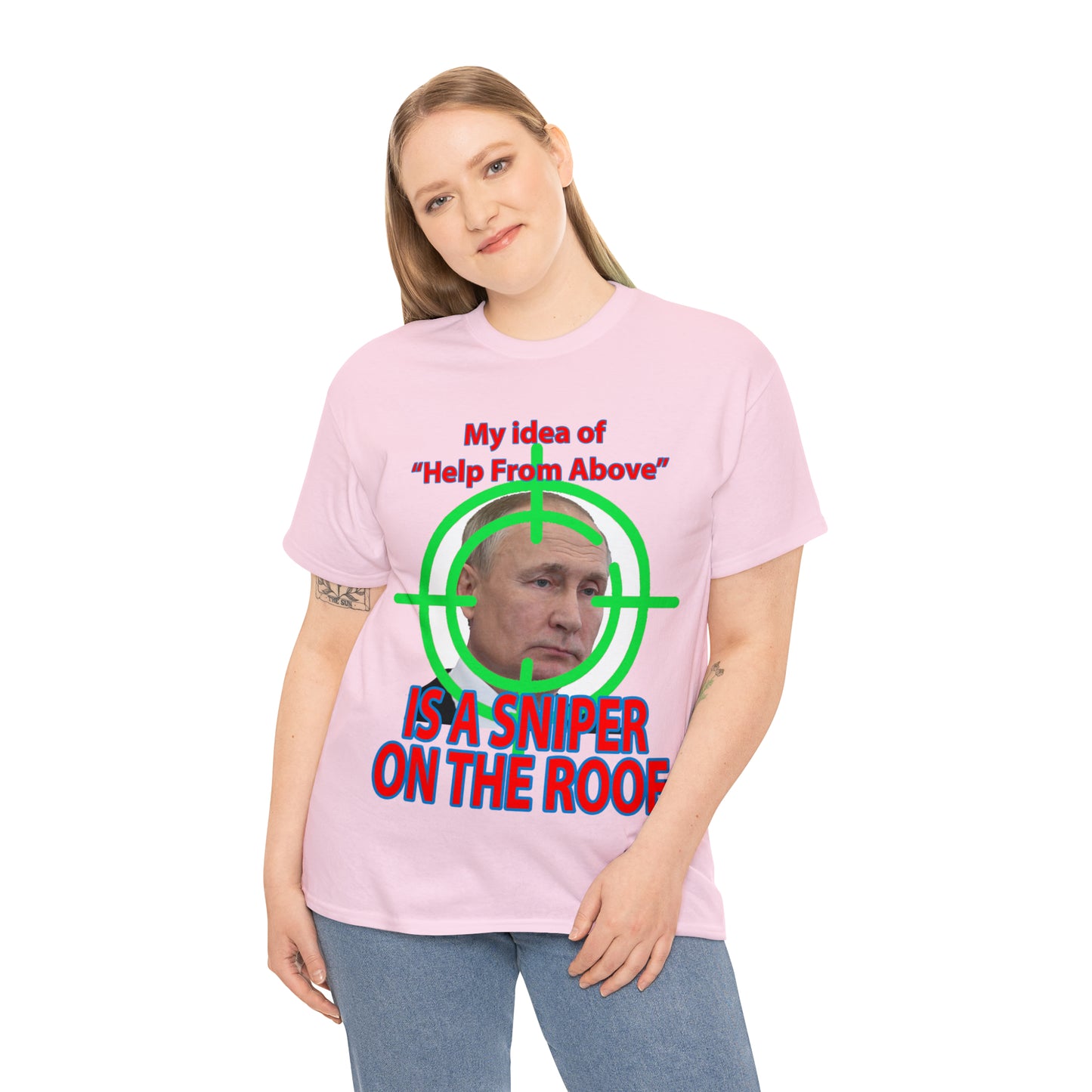 Help from Above SNIPER ON THE ROOF - Funny Unisex Heavy Cotton Tee - AUS