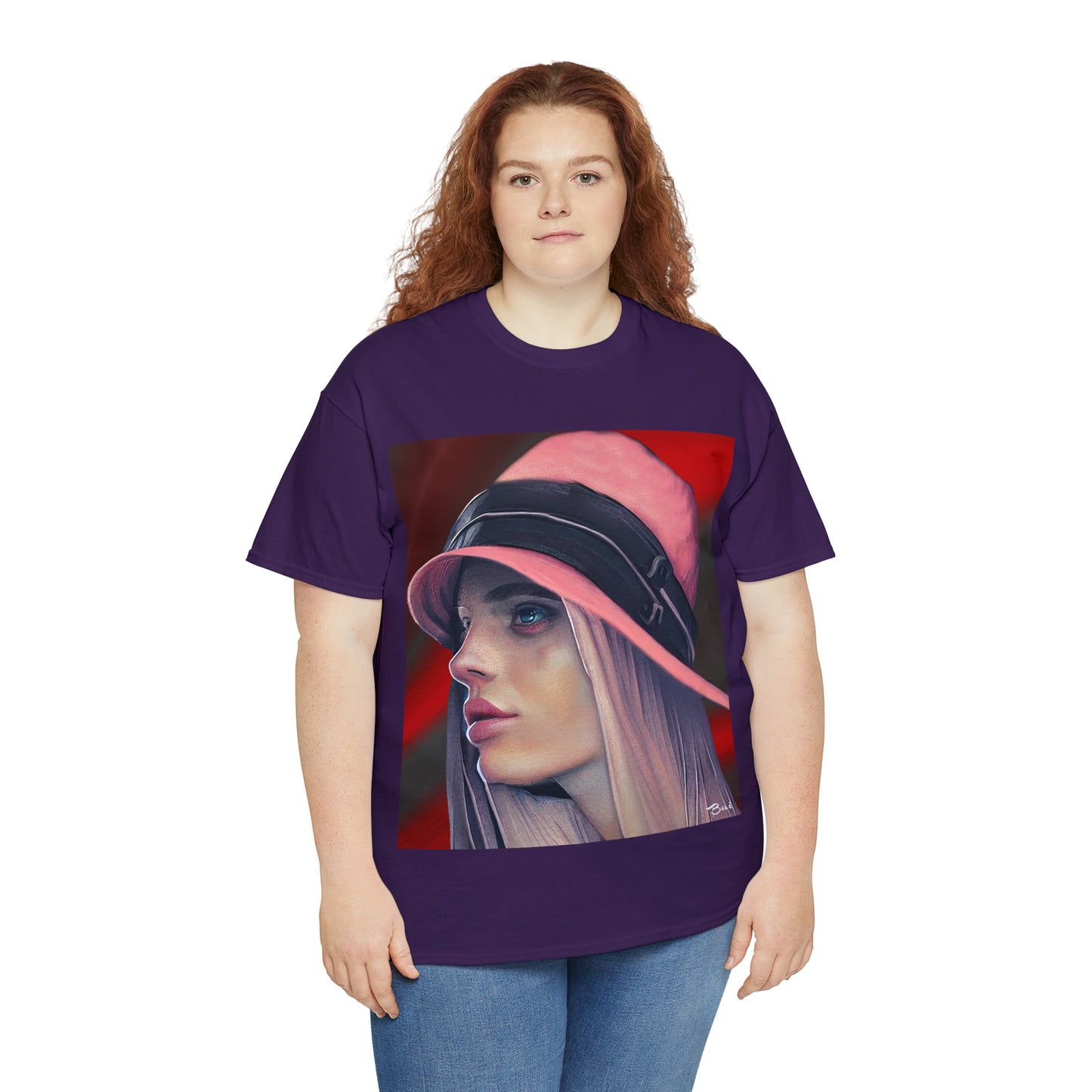 LADY IN PINK HAT - Airt on a Shirt  - Unisex Heavy Cotton Tee - AUS