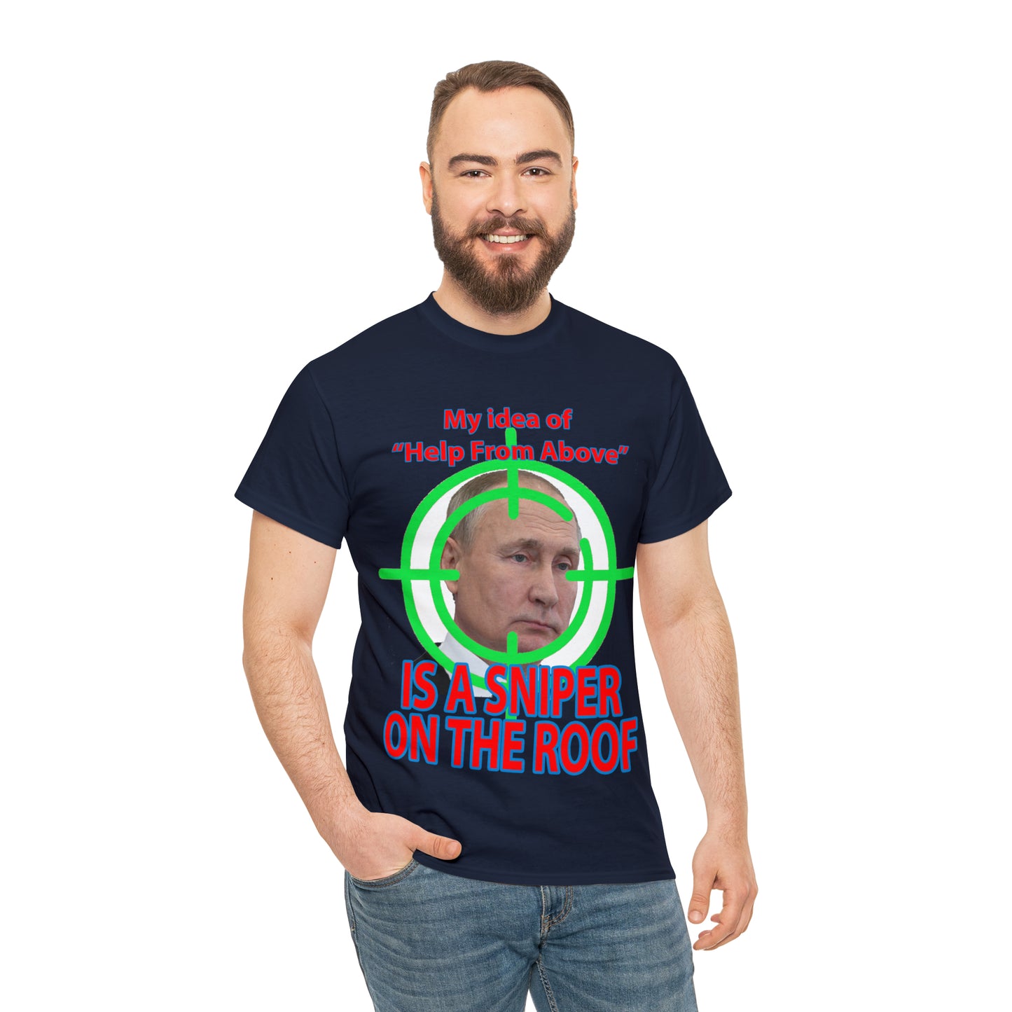 Help from Above SNIPER ON THE ROOF - Funny Unisex Heavy Cotton Tee - AUS