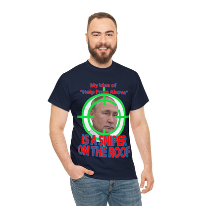 Help from Above SNIPER ON THE ROOF - Funny Unisex Heavy Cotton Tee - AUS