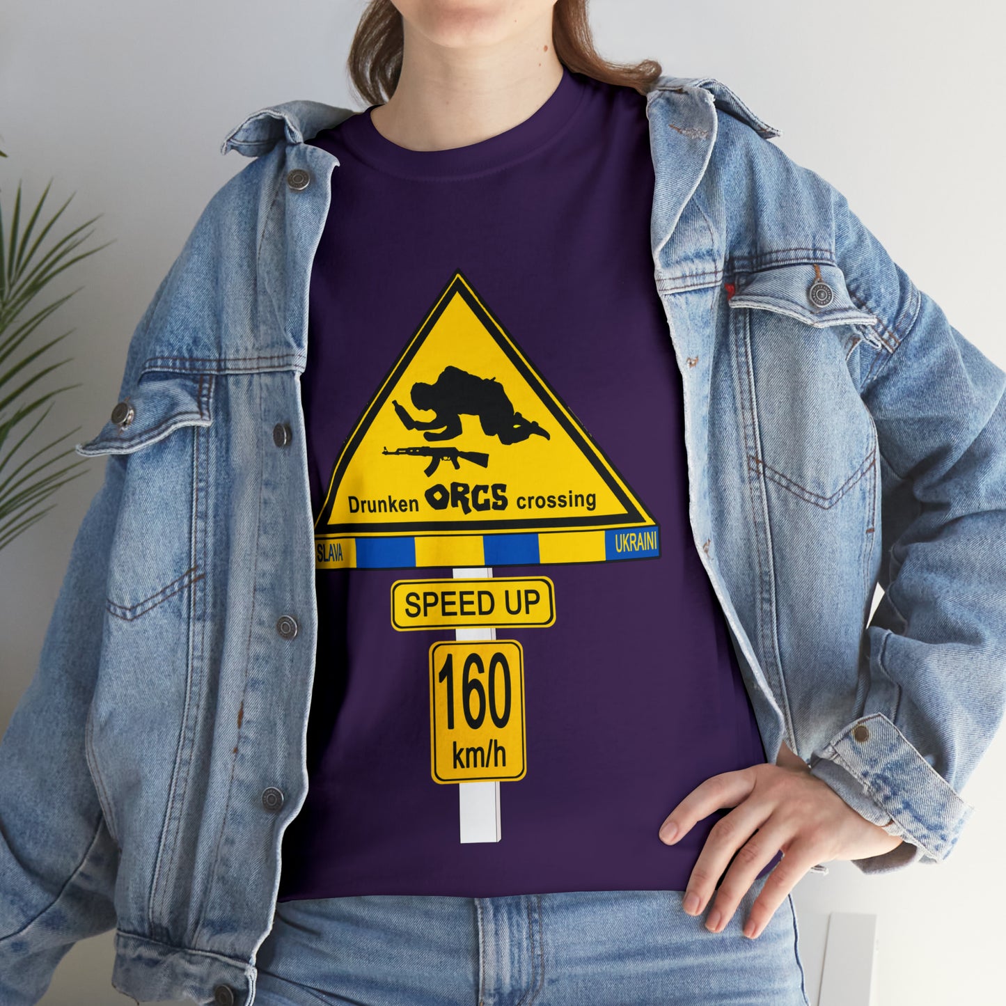 DRU**** ORCS CROSSING UKRAINE SUPPORTER T-SHIRT - Unisex Heavy Cotton Tee - AUS