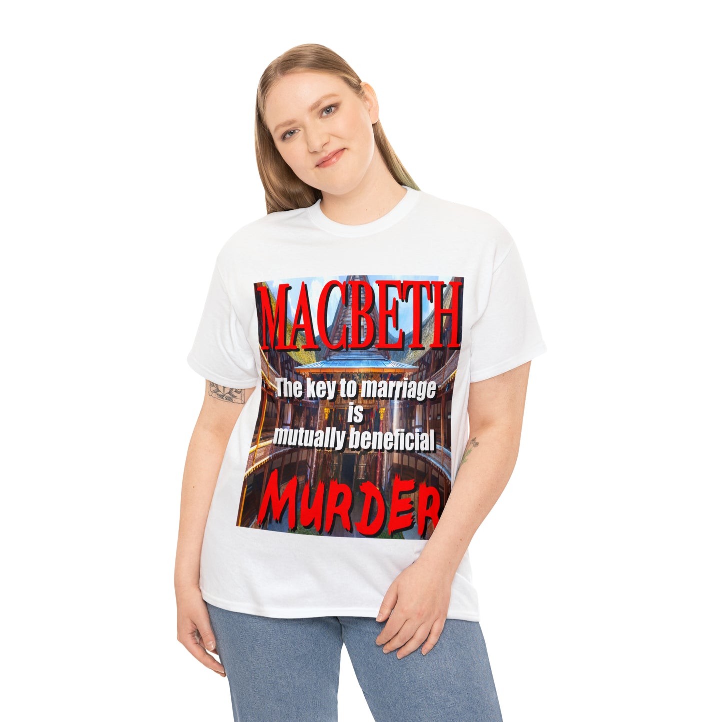 MACBETH the key to marriage is...- Unisex Heavy Cotton Tee