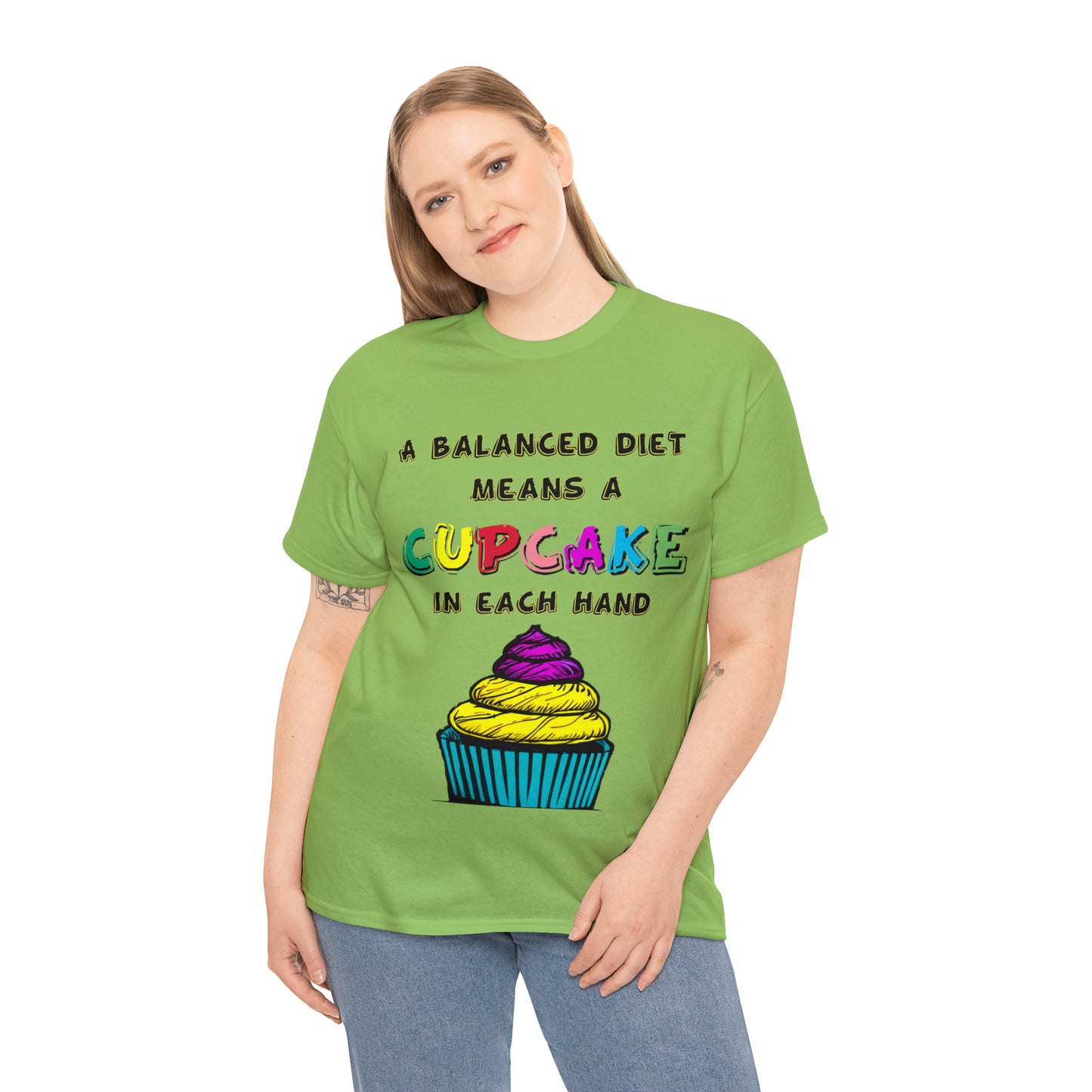 A Balanced Life is a CUPCAKE in Each Hand...  - Unisex Heavy Cotton Tee - AUS