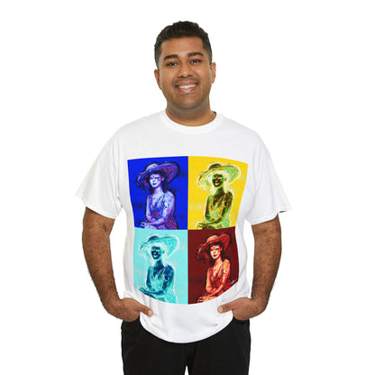 LADY IN SUN HAT (a Warhol Interpretation) - Airt on a Shirt  - Unisex Heavy Cotton Tee - AUS