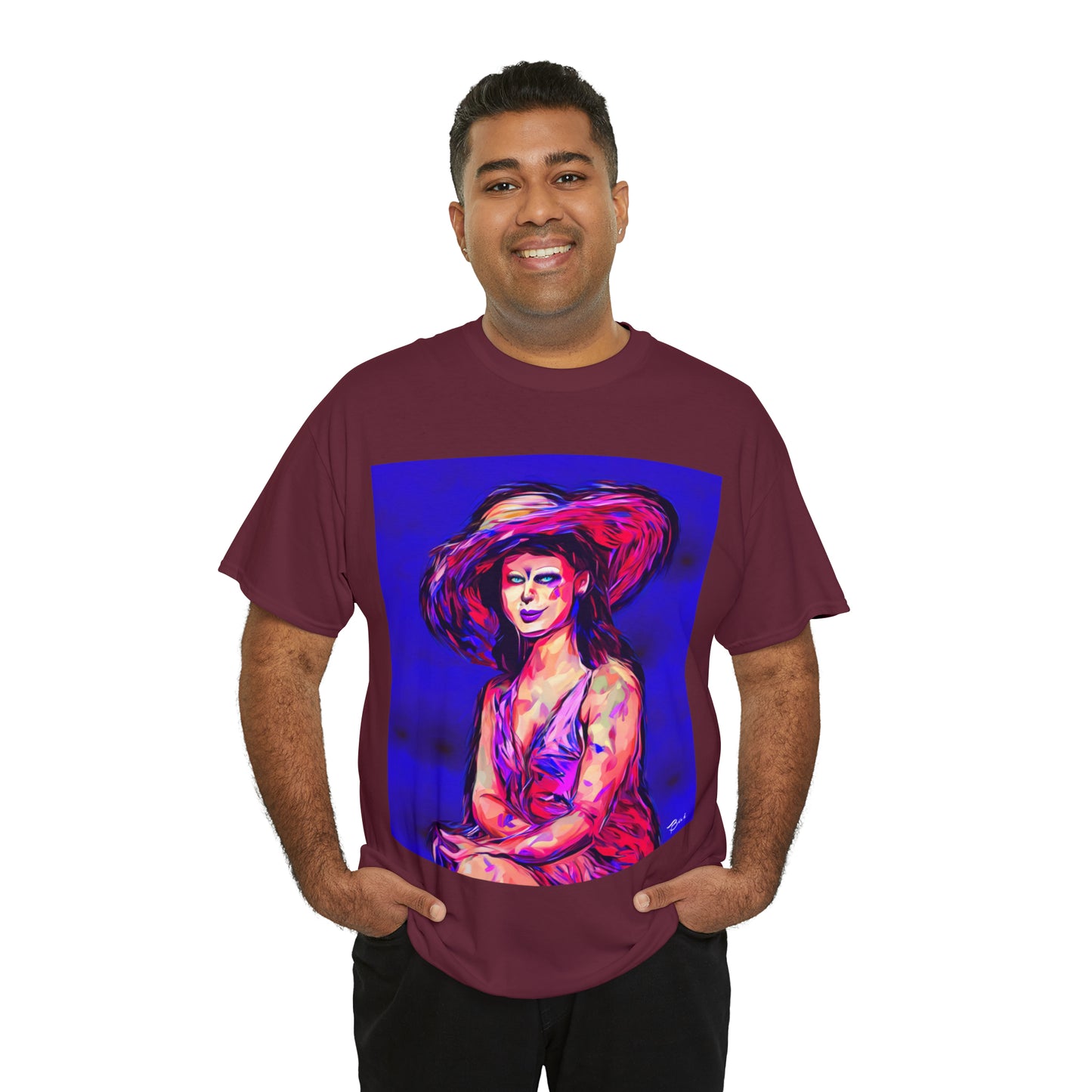 LADY IN SUN HAT - Airt on a Shirt  - Unisex Heavy Cotton Tee - AUS