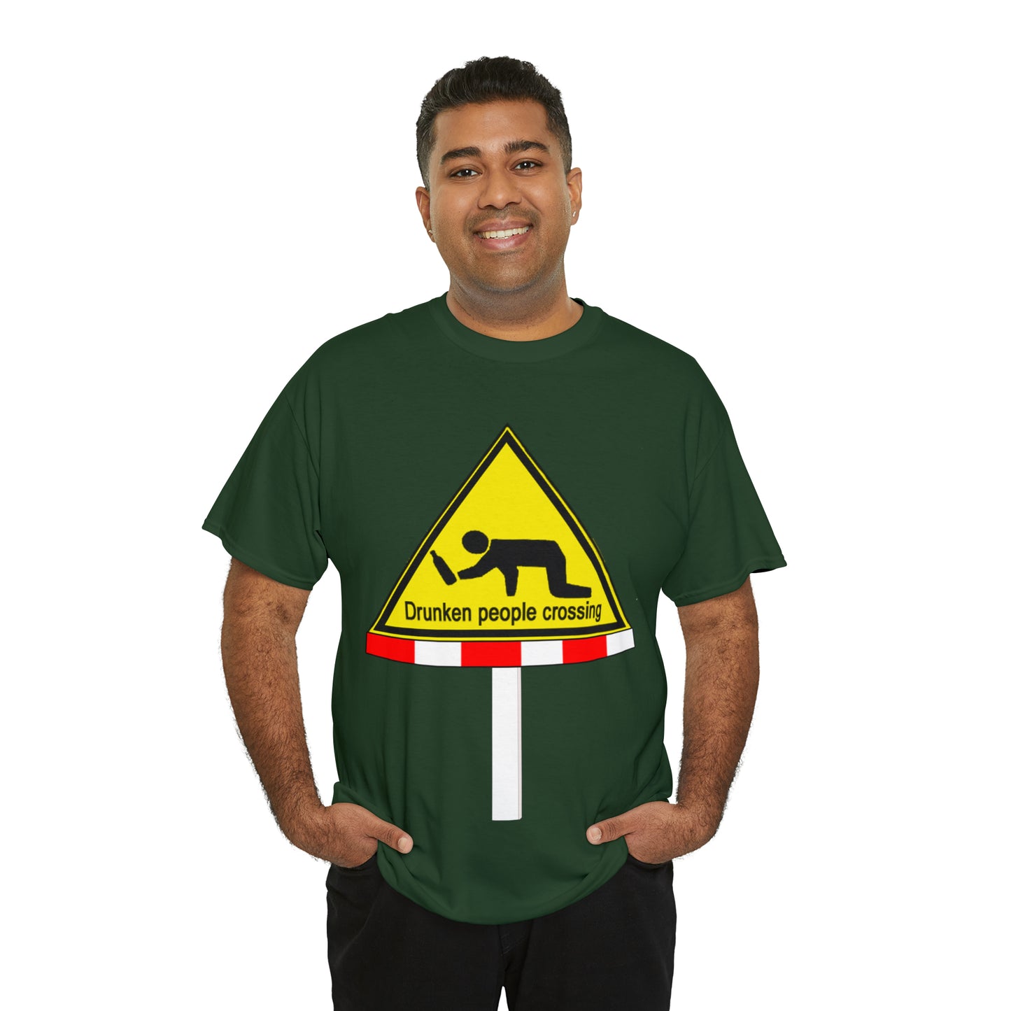 DRU**** PEOPLE CROSSING FUNNY SIGN T-SHIRT - Unisex Heavy Cotton Tee - AUS