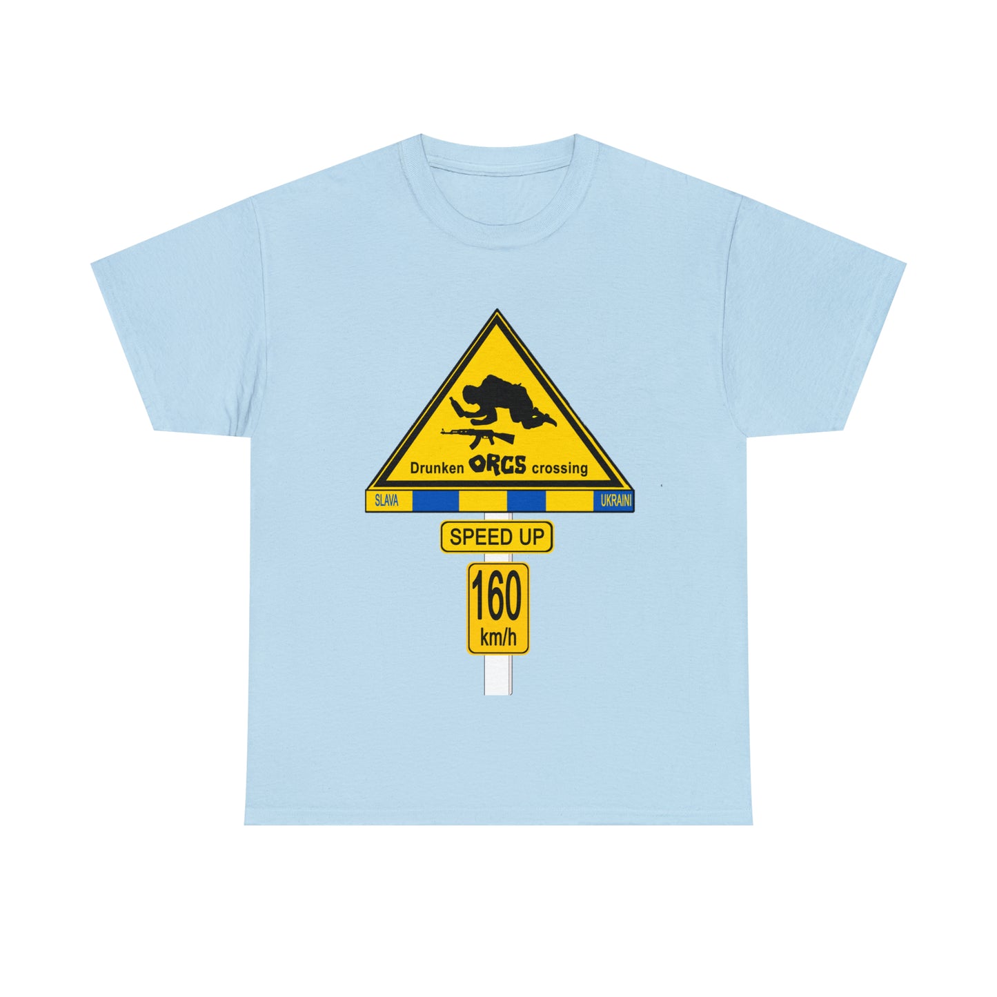 DRU**** ORCS CROSSING UKRAINE SUPPORTER T-SHIRT - Unisex Heavy Cotton Tee - AUS