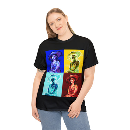 LADY IN SUN HAT (a Warhol Interpretation) - Airt on a Shirt  - Unisex Heavy Cotton Tee - AUS