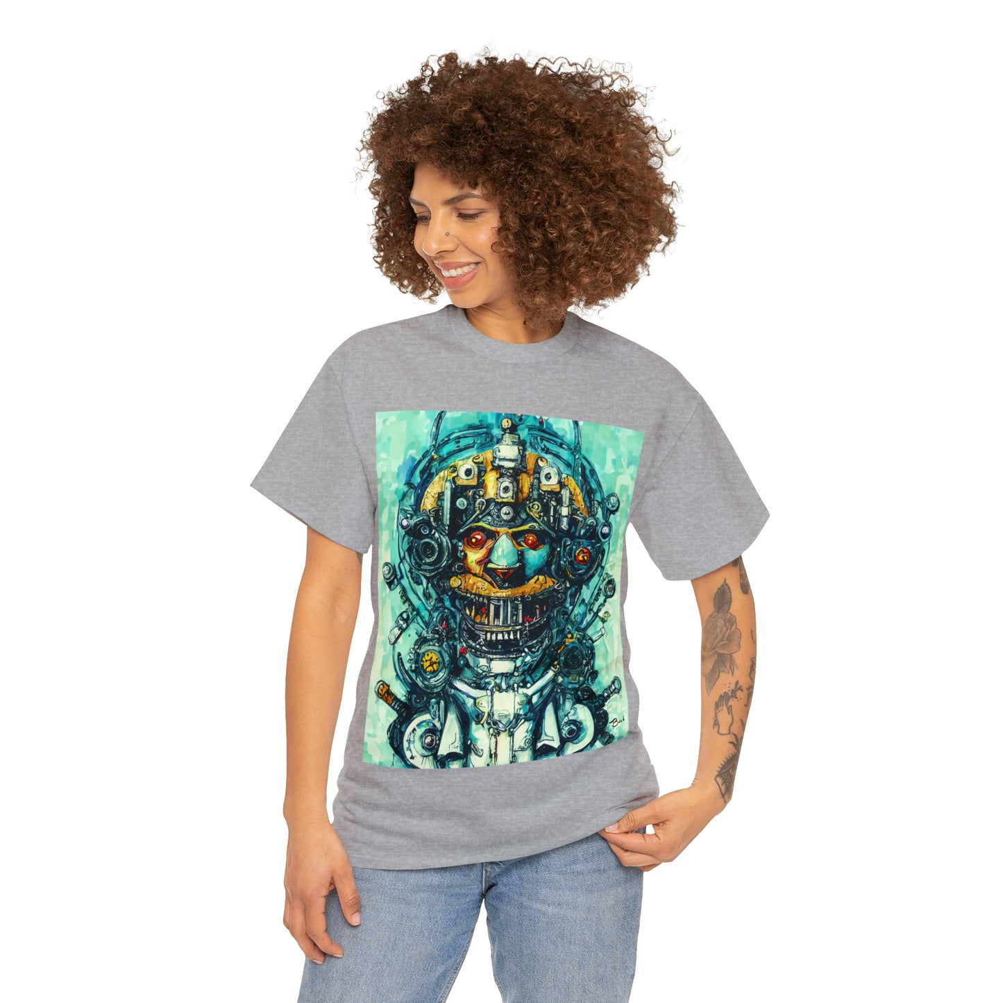 CYBERPUNK STEAMPUNK AUTON - Airt on a Shirt  - Unisex Heavy Cotton Tee - AUS