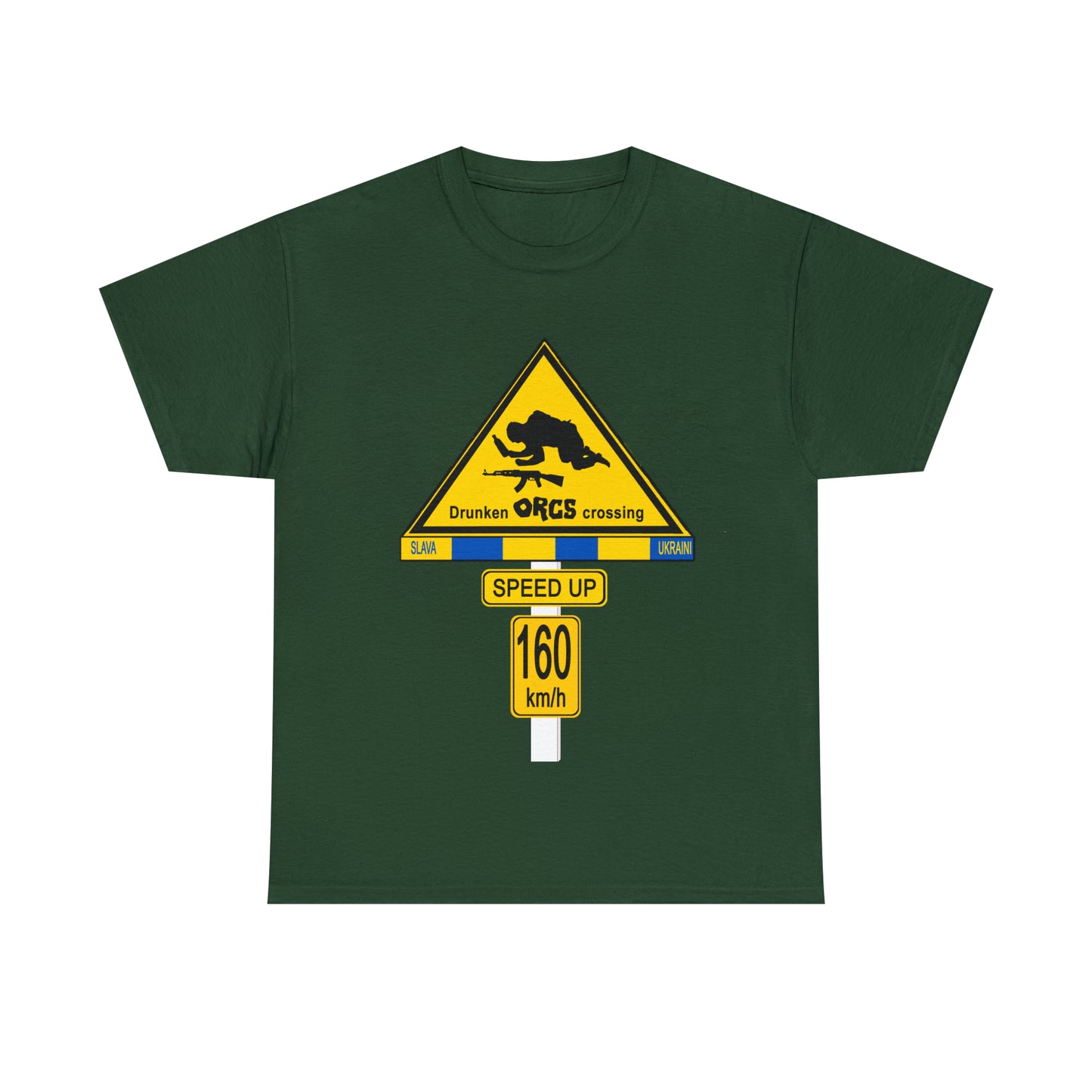DRU**** ORCS CROSSING UKRAINE SUPPORTER T-SHIRT - Unisex Heavy Cotton Tee - AUS