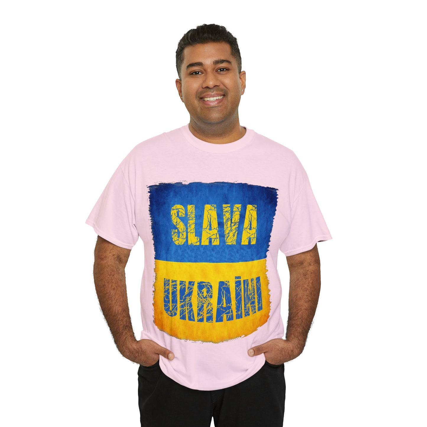 "SLAVA UKRAINI" FLAG - Unisex Heavy Cotton Tee