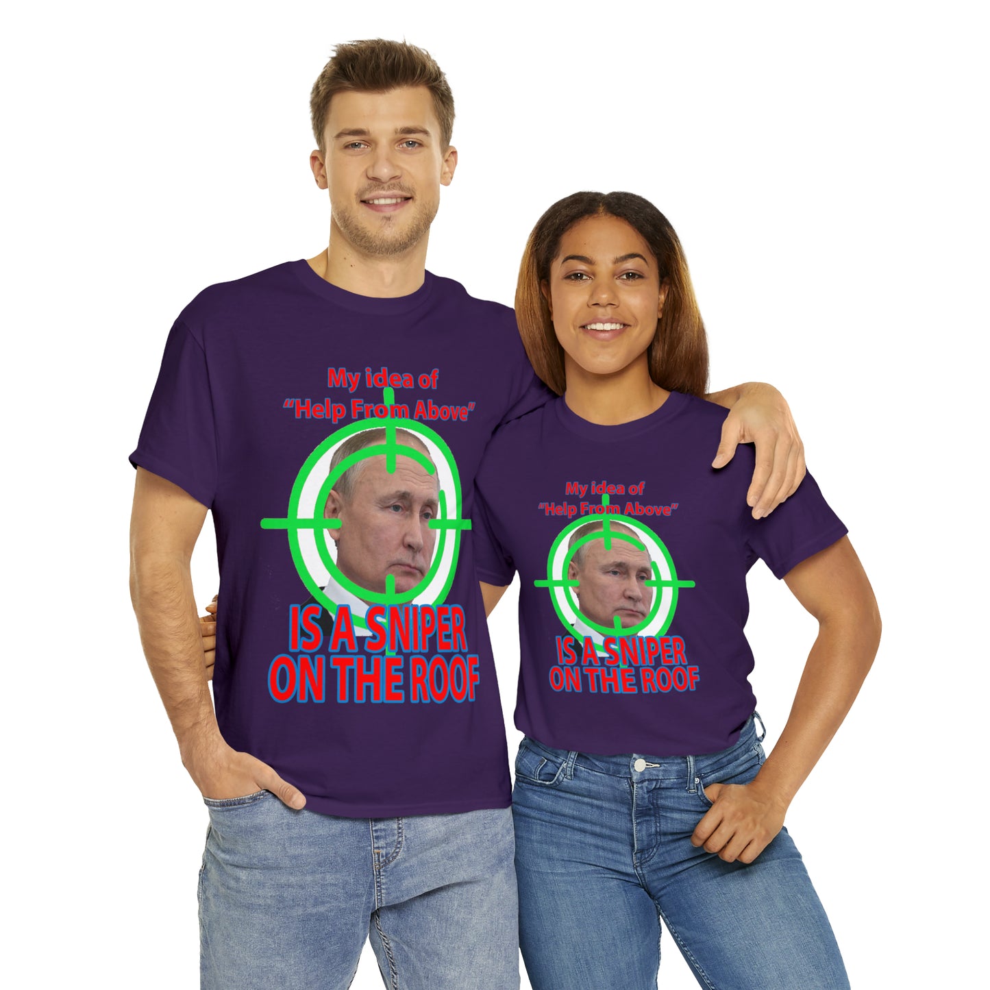 Help from Above SNIPER ON THE ROOF - Funny Unisex Heavy Cotton Tee - AUS